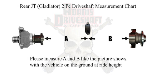ADAMS DRIVESHAFT JT GLADIATOR REAR 2 PIECE 1350 CV DRIVESHAFT
