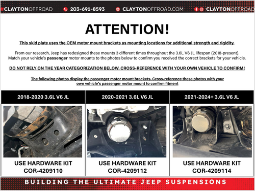 Jeep 3.6L Engine Skid Plate (2020+, JL/JT)